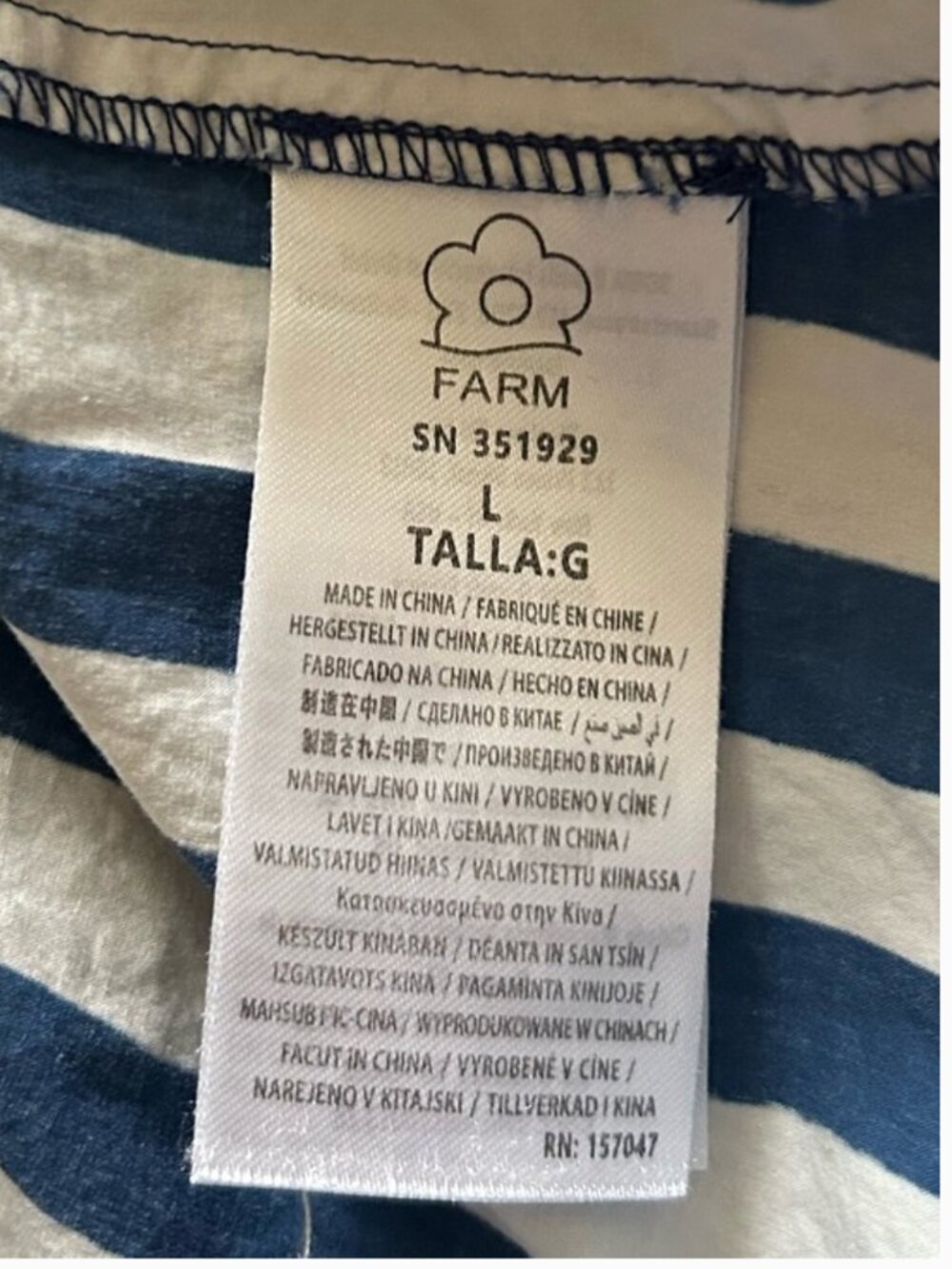 Farm Rio Blue Fresh Table Scarf Organic Cotton Midi Dress size L - Picture 9 of 9